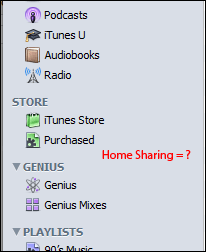 iTunes Home Sharing bug